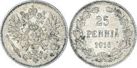 Finland 25 Penniä Coin, Nicholas II, Helsinki, Silver -