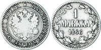 Finland Markka Coin, Alexander II, Helsinki, Silver, KM:3.1 -