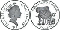 Cook Islands 5 Dollars Coin, Elizabeth II, Endangered Wildlife -