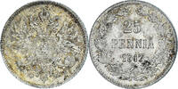 Finland 25 Penniä Coin, Nicholas II, Helsinki, Silver -