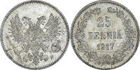 Finland 25 Penniä Coin, Nicholas II, Helsinki, Silver, KM:19 -