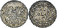 Finland 25 Penniä Coin, Nicholas II, Helsinki, Silver, KM:19 -