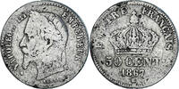 France 50 Centimes Coin, Napoleon III, Strasbourg, Silver -