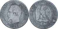 France Centime Coin, Napoleon III, Marseille, Bronze -