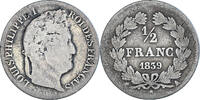 France 1/2 Franc Coin, Louis-Philippe, Paris, Silver -