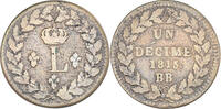 France 1 Décime Coin, Louis XVIII, Strasbourg, Bronze -