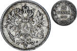Finland 25 Penniä Coin, Nicholas II, Helsinki, Silver -