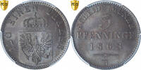 German States 3 Pfennig Coin, PRUSSIA, Wilhelm I, Hannover, PCGS -