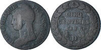 France 5 Centimes AN 8 Lyon Dupré, Lyon, Copper, Gadoury:126a F(12-15)