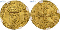 France Écu d'or à la croix bâtonnée Louis XIII, Saint-Lô, Gold -