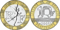 France 10 Francs Génie, Paris, Série FDC.BU, Bi-Metallic -