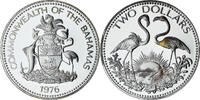 Bahamas 2 Dollars Elizabeth II, Proof, Silver, KM:66a -
