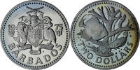Barbados 2 Dollars Proof, Cupronickel, KM:15 -
