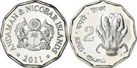 India 2 Rupees Coin, îles Andaman et Nicobar., Cupronickel -