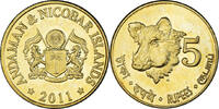 India 5 Rupees Coin, îles Andaman et Nicobar., laiton -