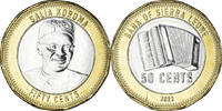 Sierra Leone 50 Cents Coin, Salla Koroma, Bi-Metallic -