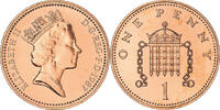 Great Britain Penny Coin, Elizabeth II, Bronze, KM:935 -