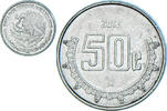 Mexico 50 Centavos Coin, Mexico City, Stainless Steel, KM:936 -