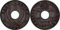 EAST AFRICA 5 Cents Coin, George VI, Bronze, KM:33 -