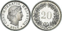 Switzerland 20 Rappen Coin, Bern, BE, Copper-nickel, KM:29a -