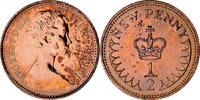 Great Britain 1/2 New Penny Coin, Elizabeth II, BU, Bronze -