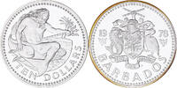 Barbados 10 Dollars Coin, Neptune, Franklin Mint, BE, Silver -