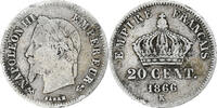 France 20 Centimes Coin, Napoleon III, Bordeaux, Silver -