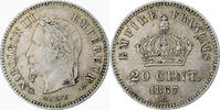 France 20 Centimes Coin, Napoleon III, Strasbourg, Silver -