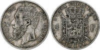 Belgium Franc Coin, Leopold II, Brussels, Silver, KM:28.2 -
