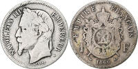 France 1 Franc Coin, Napoleon III, Bordeaux, Silver -