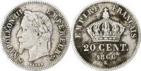 France 20 Centimes Napoleon III, Bordeaux, Silver, KM:805.3 -