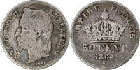 France 50 Centimes Napoleon III, Bordeaux, Silver, KM:814.3 -