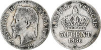 France 50 Centimes Napoleon III, Paris, Silver, KM:814.1 -