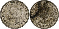 Great Britain Florin, Two Shillings George VI, Silver, KM:855 -