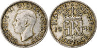 Great Britain 6 Pence George VI, Silver, KM:852 -