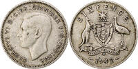 Australia Sixpence George VI, Denver, Silver, KM:38 -