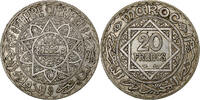 Morocco 20 Francs Mohammed V, Paris, Silver, KM:39 -