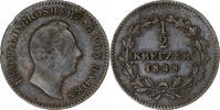 German States 1/2 Kreuzer BADEN, Leopold I, Copper, KM:213 -