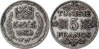 Tunisia 5 Francs Ahmad Pasha Bey, Paris, Silver, KM:261 -