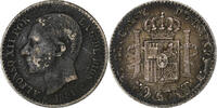 Spain 50 Centimos Alfonso XII, Madrid, Silver, KM:685 -