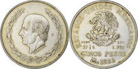Mexico 5 Pesos Mexico City, Silver, KM:467 -