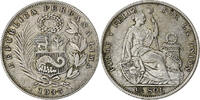 Peru 1/2 Sol Lima, Silver, KM:216 -