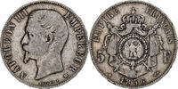France 5 Francs Napoleon III, Strasbourg, Silver -