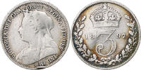 Great Britain 3 Pence Victoria, Silver, KM:777 -