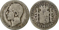 Spain Peseta Alfonso XII, Madrid, Silver, KM:686 -