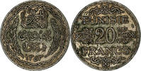 Tunisia 20 Francs Ahmad Pasha Bey, Paris, Silver -
