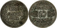 Tunisia 10 Francs Ahmad Pasha Bey, Paris, Silver, KM:262 -