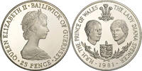 Guernsey 25 Pence Elizabeth II, Proof, Silver, KM:36a -