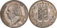 France 5 Francs Louis XVIII, Rouen, Silver, Gadoury:614 -