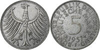 5 Mark 1957 F Bundesrepublik Deutschland Stuttgart, Silber, SS+, KM:112.1 SS+